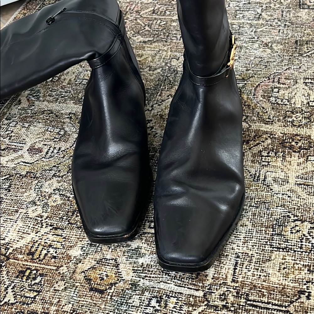 Sam Edelman Black Knee-High Leather Boots - Picture 5 of 8